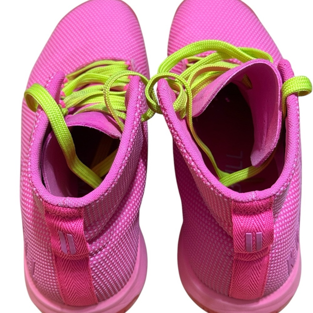 Vibrant Pink and Neon Green High-Top Sneakers - Picture 11 of 16